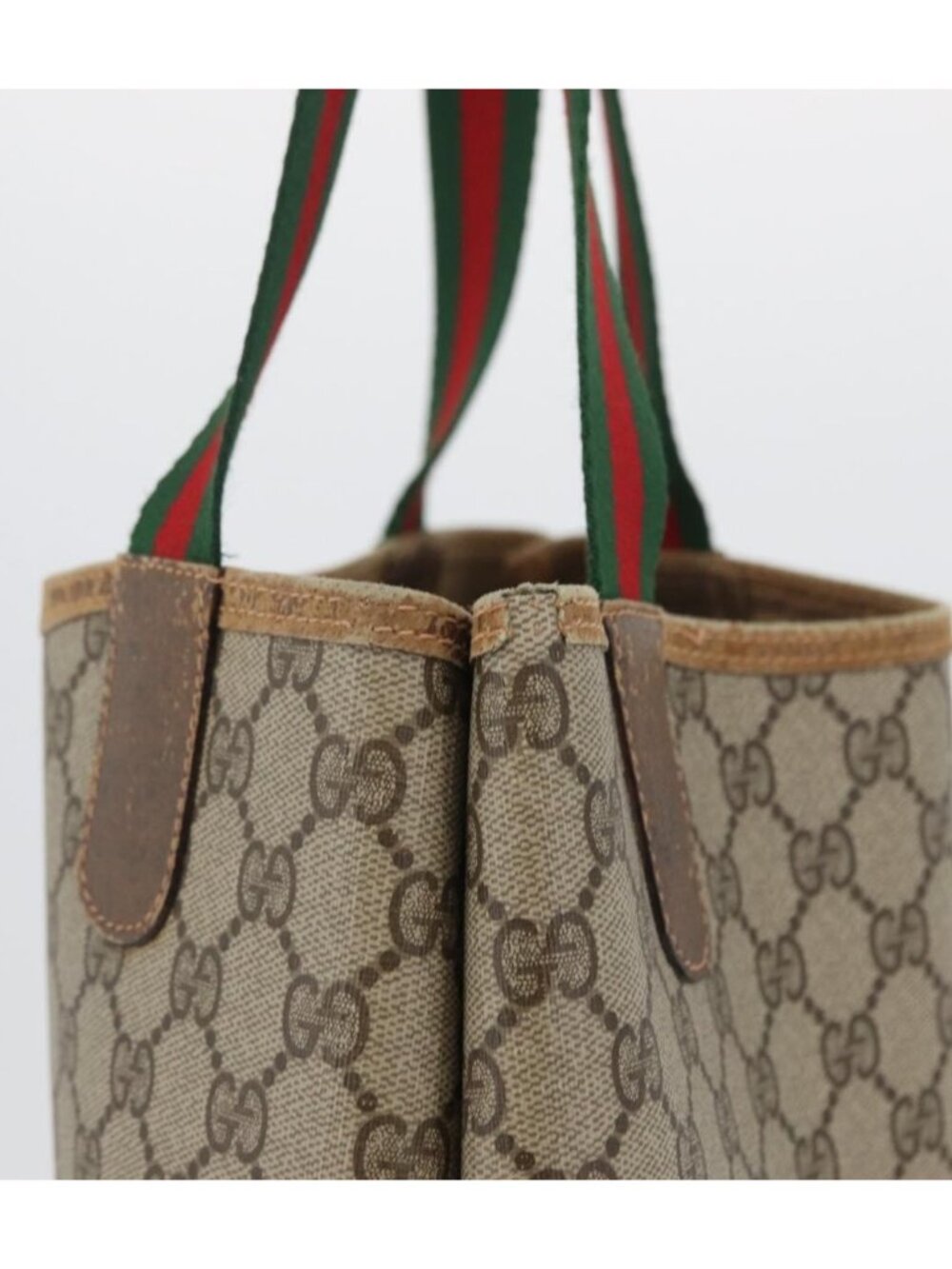 GUCCI GG Supreme Web Sherry Line Tote Bag PVC Beige 89 02 003 - Picture 6 of 16